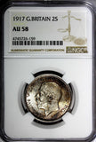 GREAT BRITAIN George V (1910-1936) Silver 1917 1 FLORIN NGC AU58 WWI KM# 817 (9)