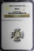 Denmark Christian IX Silver 1889 CS 10 Ore NGC MS62 KM# 795.1 (045)