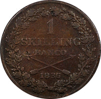 Sweden Carl XIV Johan Copper 1836/5  1 Skilling OVERDATE 27,8 mm KM# 642 (20 849