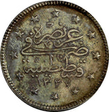 Turkey Mehmed V Silver AH1327//2 (1910) 2 Kurush High Grade,Toning KM# 749 (14)