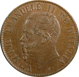 ITALY Vittorio Emanuele II Copper 1867 M Centesimo UNC KM# 1.1 (23 905)