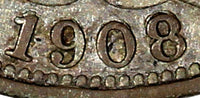 Peru Silver 1908 LIMA FG-JR 1/2 Sol Mintage-30,000 KEY DOUBLE DATE RARE KM# 203