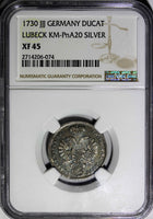 Germany LÜBECK Silver 1730 JJJ Ducat NGC XF45 TOP GRADED BY NGC  KM-PnA20 (074)