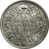 India-British George VI Silver 1940 (B) 1/4 Rupee Bombay UNC KM# 545 (22 409)