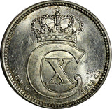 Denmark .Christian X Silver 1913 VBP GJ 25 Ore Ch.UNC KM# 815.1 (15016)