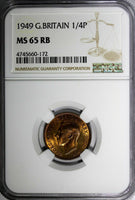 Great Britain George VI Bronze 1949 Farthing NGC MS65 RB 1st Date for Type KM867