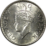 India-British George VI Silver 1940 (B) 1/4 Rupee Bombay UNC KM# 545 (22 322)