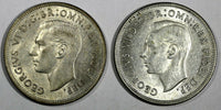 AUSTRALIA George VI  SILVER LOT OF 2 COINS 1951,1952 FLORIN UNC KM# 47,KM#48