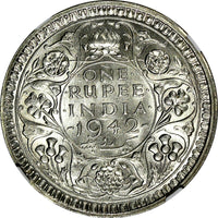 India-British George VI Silver 1942 (B) Rupee NGC MS61 Mint Luster KM# 556 (036)