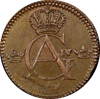 SWEDEN Gustav IV Adolf Copper 1803 1/4 Skilling aUNC KM# 564 (21 400)