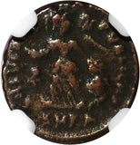 EASTERN ROMAN Theodosius I,AD 379-395 AE4 NUMMUS /Christian VICTORY ANGEL NGC(8)