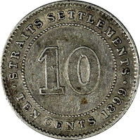 Straits Settlements Victoria Silver 1899 10 Cents KM# 11 (19 904)