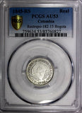 Colombia Silver 1845-RS 1 Real PCGS AU53 Ex.Eldorado Collect.TOP GRADED KM# 91.1