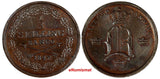 Sweden Oscar I Copper 1847 1/3 Skilling Mintage-783,000 UNC  Toned KM# 657 (867)