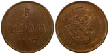 FINLAND Civil War Coinage Nicholas II 1917 5 Penniä UNC 25mm KM# 17 (22 088)