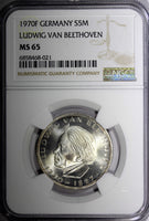 Germany-Federal Republic Silver 1970 F 5 Mark NGC MS65 1 GRADED HIGH KM# 127(1)