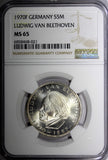 Germany-Federal Republic Silver 1970 F 5 Mark NGC MS65 1 GRADED HIGH KM# 127(1)