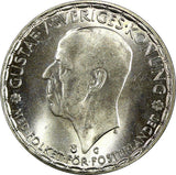 Sweden Gustaf V Silver 1942 G 1 Krona GEM BU  25mm KM# 814 (22 111)