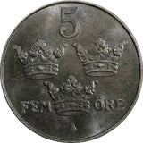 Sweden Gustaf V Iron 1949 5 Öre GEM BU COIN KM# 812 (21 941)