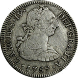 Mexico SPANISH COLONY Charles IV Silver 1789 FM 2 Reales 2 YEARS TYPE KM# 89 (7)