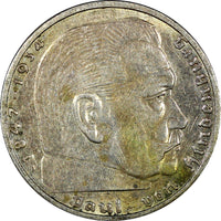 Germany - Third Reich Silver 1938 A 2 Reichs Mark Hindenburg KM# 93 (22 294)