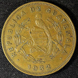 GUATEMALA Brass  1932  2 Centavos Toned High Grade KM# 250 (23 223)