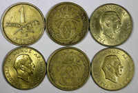 DENMARK LOT OF 6 COINS 1926-1958 1 KRONE KM# 837.2 ;KM# 824.1 ;KM# 835 ;KM#824.2