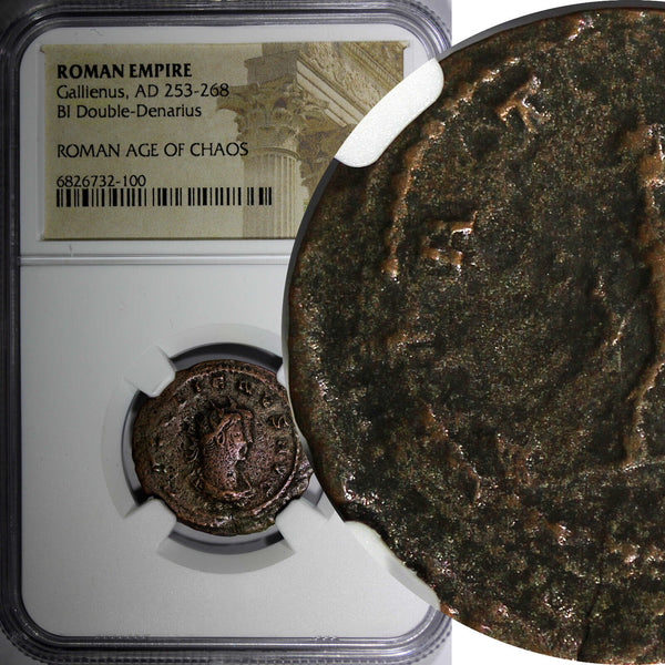 ROMAN.Gallienus AD 253-268  BI Double-Denarius / Rev. VIRTUS  NGC (10)