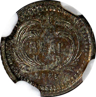 Guatemala Silver 1886 1/4 Real NGC MS64 LAST YEAR TYPE KM# 151
