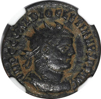 ROMAN.Diocletian AD 284-305 AE Post-Ref.Radiate Rev.Victory on Globe NGC (007)