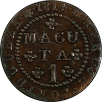 Angola João Prince Copper 1814 1 Macuta 36 mm KM# 46 Ex.W Schuster (17 580)