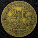 Cameroon Aluminum-Bronze 1924 2 Francs Paris Mint 27mm KM# 3 (22 919)