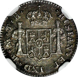 MEXICO SPANISH COLONY Charles IV SILVER 1807 MO TH 1/2 Real NGC AU DET. KM# 72