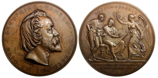 AUSTRIA Bronze 1886 Medals by Tautenhayn. Theophil Hansen architect Vienna Opera