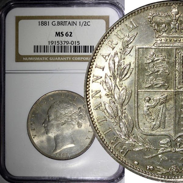 Great Britain Victoria Silver 1881 1/2 Crown NGC MS62 KM# 756 (15)