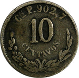 MEXICO Silver 1873 CH P 10 Centavos Mintage-8,732 Culiacan Mint RARE KM# 401.2