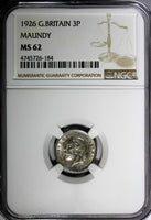 GREAT BRITAIN George V Silver 1926 3 Pence Maundy NGC MS62 KEY DATE KM# 813a