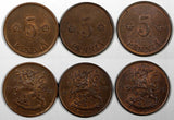 FINLAND Copper 1922 5 Penniä  UNC KM# 22 RANDOM PICK  (1 COIN)
