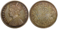 India-British Victoria Silver 1874 (B) Rupee Toned XF KM# 473.2 (18 243)