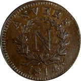French States ANTWERP Napoleon I Bronze 1814 R 10 Centimes SCARCE KM# 5.3