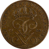 Sweden Gustaf V Bronze 1924 5 Ore Large Cross  27mm KM# 779.2 (17 908)