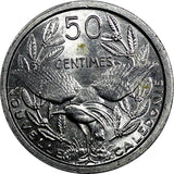 New Caledonia Aluminium 1949 50 Centimes Kagu bird Unc   KM# 1 (20 504)