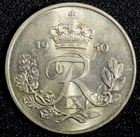 Denmark Frederik IX Copper-Nickel 1950 N; S 25 Ore UNC/BU  KM# 842.1 (23 800)