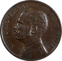Italy Vittorio Emanuele III Bronze 1918 R 5 Centesimi Last Year ch.XF KM# 42 (2)