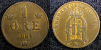 Sweden Oscar II Bronze 1884 1 Öre  Large letters KM# 750  (23 152)