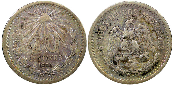 Mexico ESTADOS UNIDOS MEXICANOS Silver 1906 M 10 Centavos KM# 428 (390)