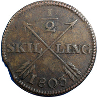 SWEDEN COPPER Gustaf IV Adolf 1803 1/2 SKILLING  30.5mm KM#565