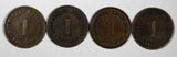 Germany - Empire Wilhelm I Copper LOT OF 4 COINS 1886-1888 1 Pfennig  KM# 1 (56)