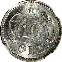 Denmark Christian IX Silver 1891 CS 10 Ore NGC MS61 Last Date KM# 795.1 (083)
