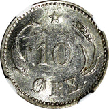Denmark Christian IX Silver 1891 CS 10 Ore NGC MS61 Last Date KM# 795.1 (083)